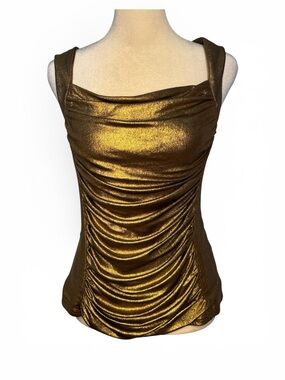 Ruched Metallic Gold Women's Camisole Tank
